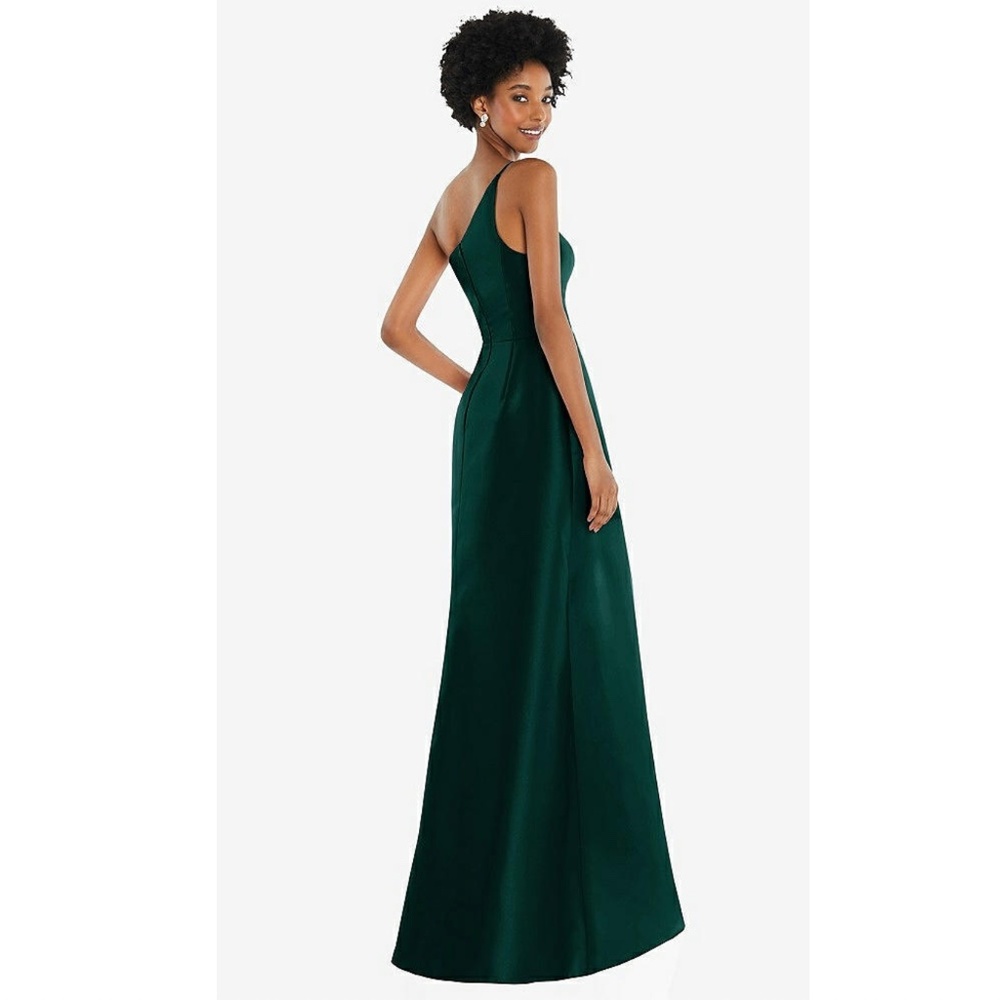 ALFRED SUNG: One-Shoulder Satin Gown (NWT) - Picture 6 of 7